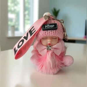 Sleeping Baby Fuzzy Keychain